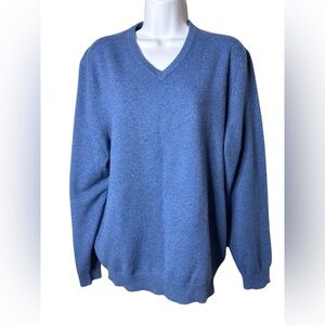 Club Room Cashmere Sweater Men’s Blue V Neck Pullover Everyday Classic Golf Sz M